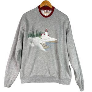 VTG Top Stitch by Morning Sun Sweatshirt Womens Large Grandmacore Cozy Christmas